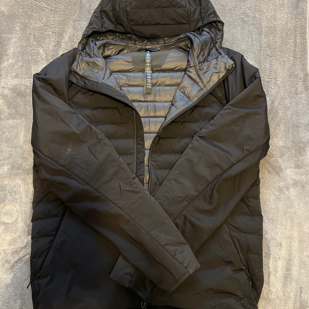 Lululemon Down For It All Hoodie Jacket Men's Size L Black Down Coat